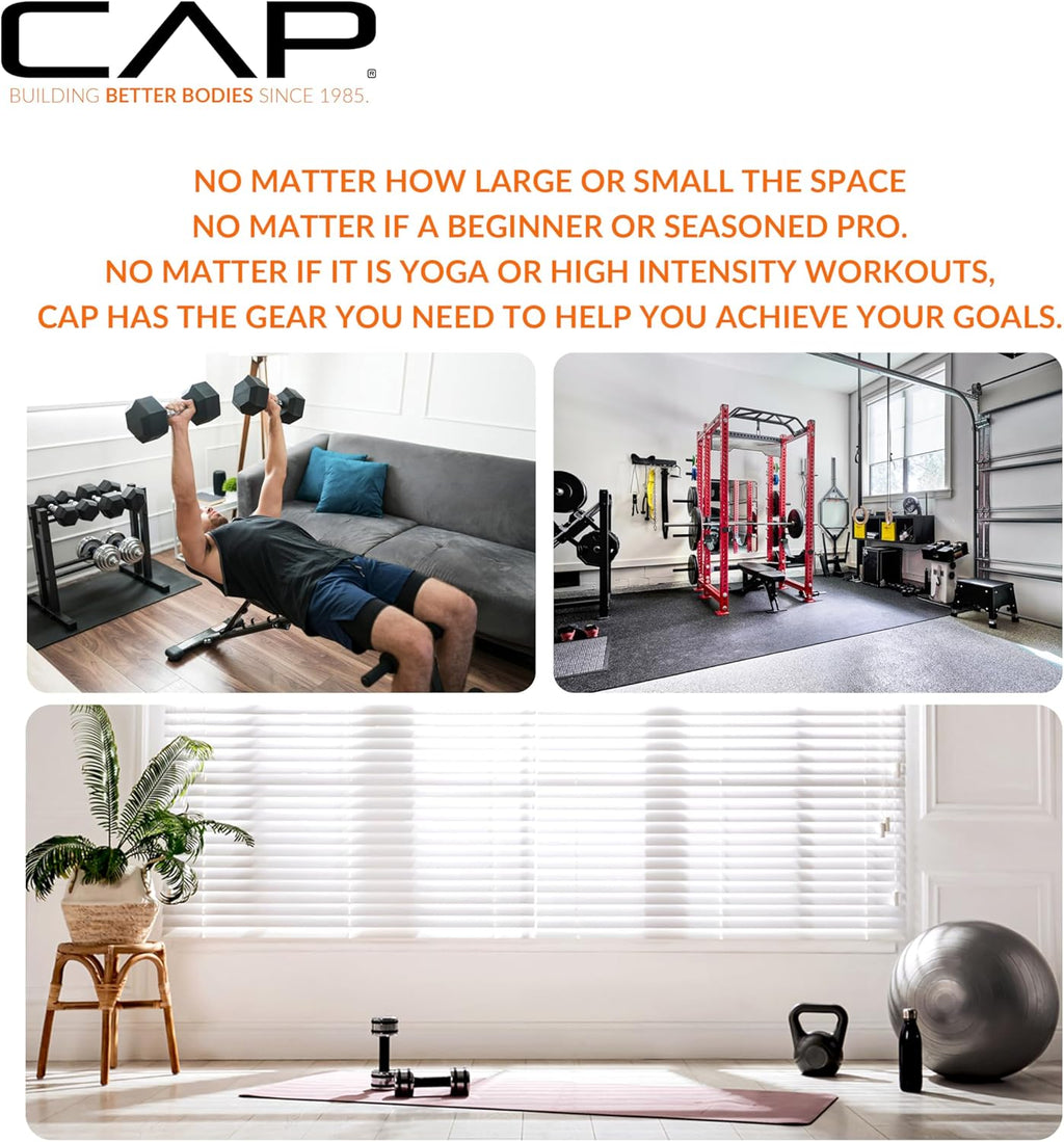 CAP 280 LB, 550 LB, 1200 LB Dumbbell Set with Horizontal 2-3 Tier Rack, Rubber Hex Free Weights, Home Gym Weight Set for Strength Training