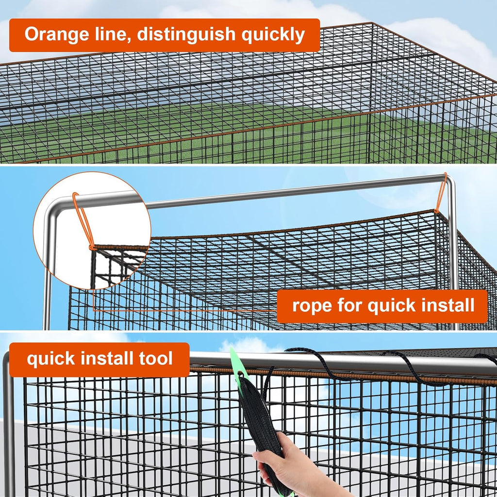 8x8x20 /10x10x35/12x12x55ft Heavy Duty Enclosed Batting Cage Net With Door, Only Net, No Poles and Frame, Professional Softball Baseball Nets for Batting and Pitching, Batting Cages for Backyard