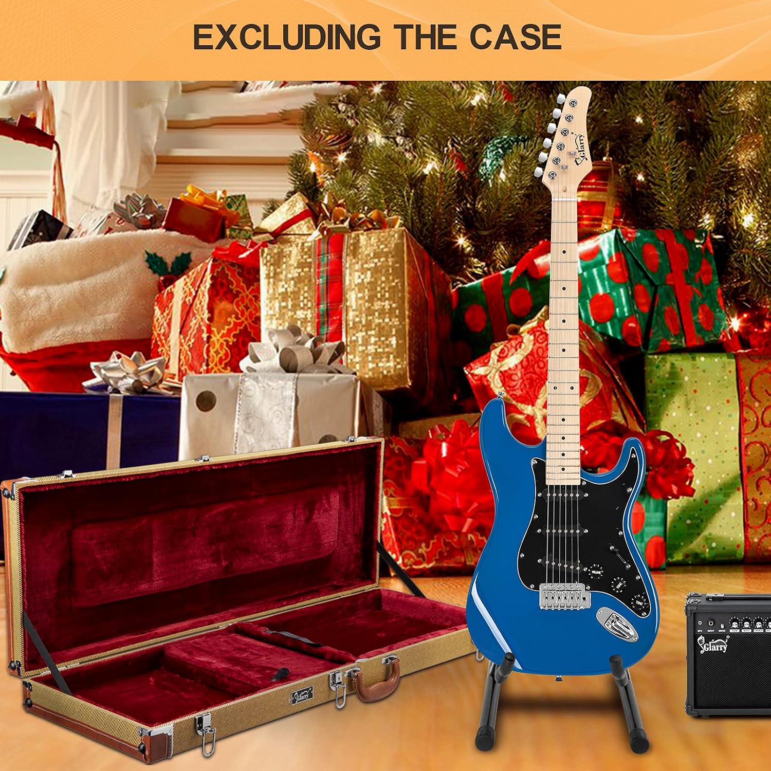 GLARRY Full Size Electric Guitar for Music Lover Beginner with 20W Amp and Accessories Pack Guitar Bag (BLUE, 39' Right Handed)