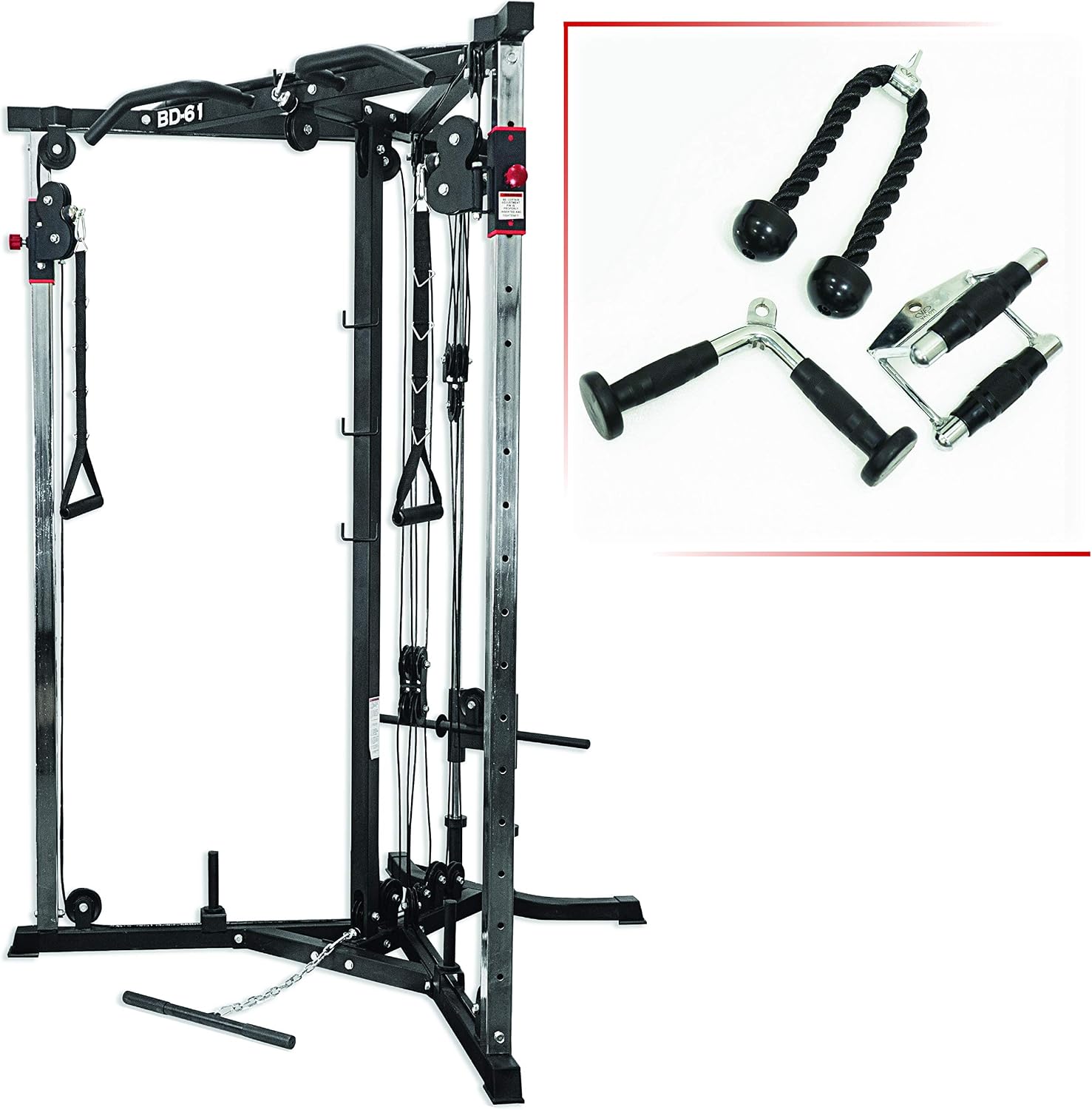 Valor Fitness Cable Crossover Machine - 17 Adjustable Positions with Pull Up Bars and Optional Bundle Attachments Max Weight 200 lb. Plate Loaded Pulley System for Home Gym Power Workout