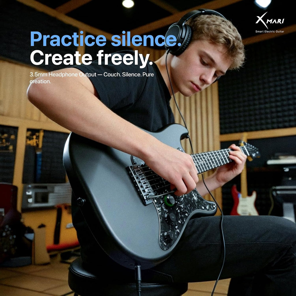 Enya XMARI 39' Smart Electric Guitar with Built-in DSP Effects, 4 Presets, USB-C OTG Recording, Headphone Output, Custom Ceramic Pickups, Carbon Fiber Body, with Gig Bag, Strap, Cable & Picks