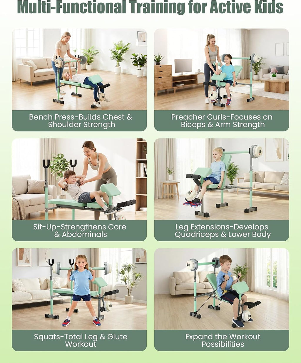 Kids Workout Equipment, Adjustable Weight Set, Kids Exercise Equipment for Home Gym Fitness & Exercise, Workout Fitness Set for Home Gym