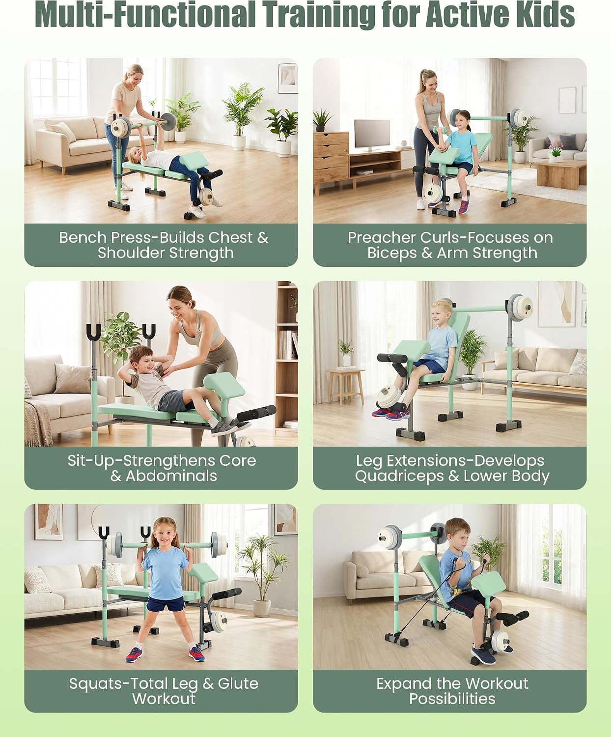 Kids Workout Equipment, Adjustable Weight Set, Kids Exercise Equipment for Home Gym Fitness & Exercise, Workout Fitness Set for Home Gym