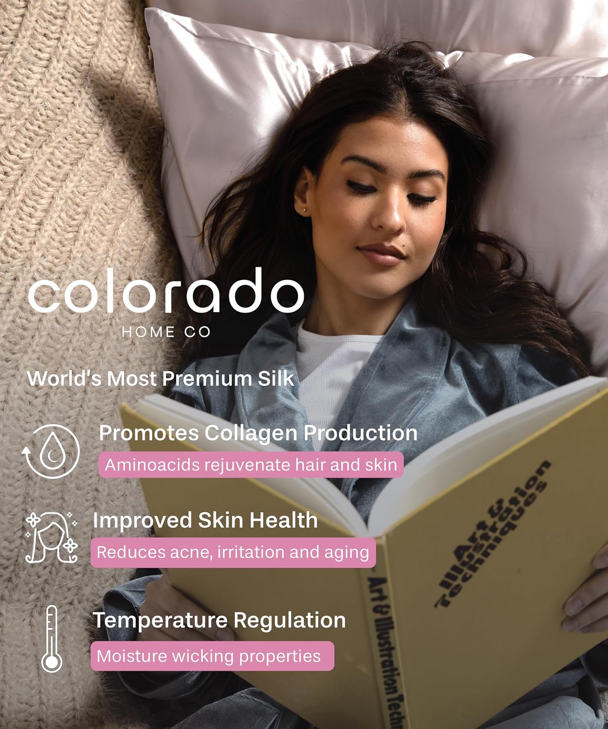 Colorado Home Co SUNDAYSILKS | 100% Mulberry Silk Bed Sheets | King Size | 4PC Set | Soft & Durable | Grade 6A Organic Real Silk | Off White