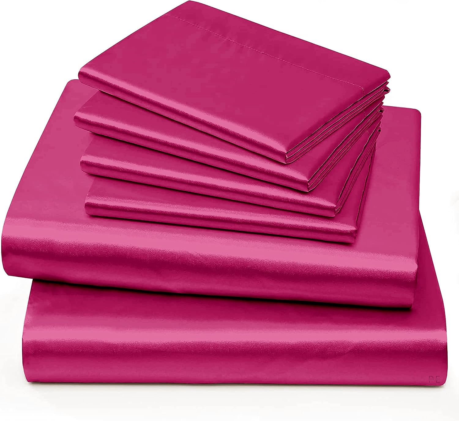 6 Piece Mulberry Silk Sheet Set Queen Size (60x80)+ Upto 16 Inch Deep Pocket Hot Pink Color Smooth Soft and Silk Bed Sheets Queen Size Bedding Set