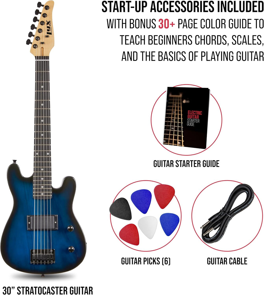 LyxPro CS 30' Electric Guitar Kit for Beginner, Intermediate & Pro Players with Guitar, Amp Cable, 6 Picks & Learner's Guide | Solid Wood Body, Volume/Tone Controls, 5-Way Pickup - Blue