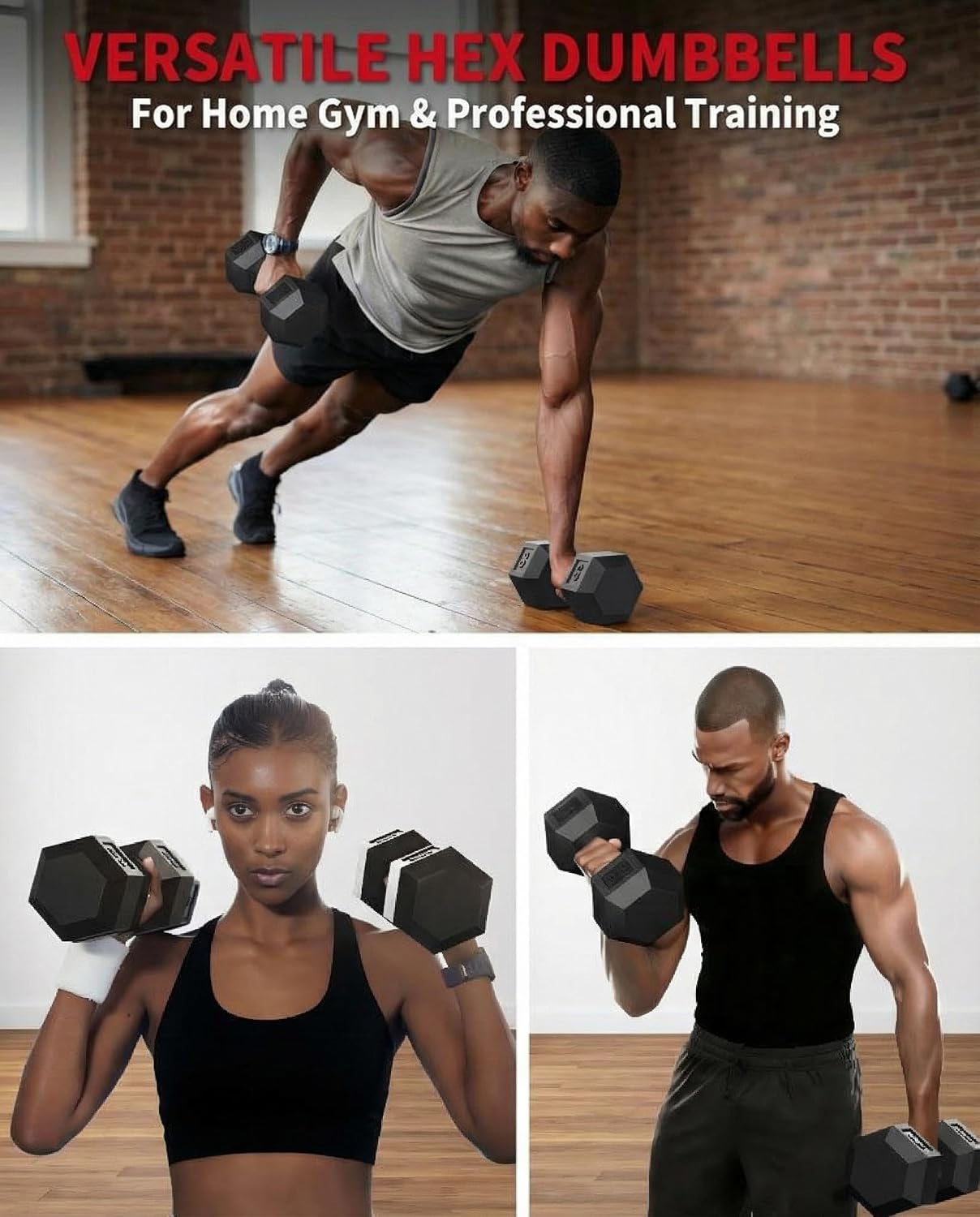 Hex Dumbbells Set of 2 – 25LB PVC Coated Cast Iron Weights – Non-Slip Grip, Anti-Roll Hand Weights for Home Gym Strength Training – Workout Dumbbells Exercise Equipment for Men & Women