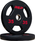 REP Fitness Rubber Coated Olympic Plates, Updated Design - Tri-Grip Olympic Barbell Weights – Sold in Pairs and Sets…
