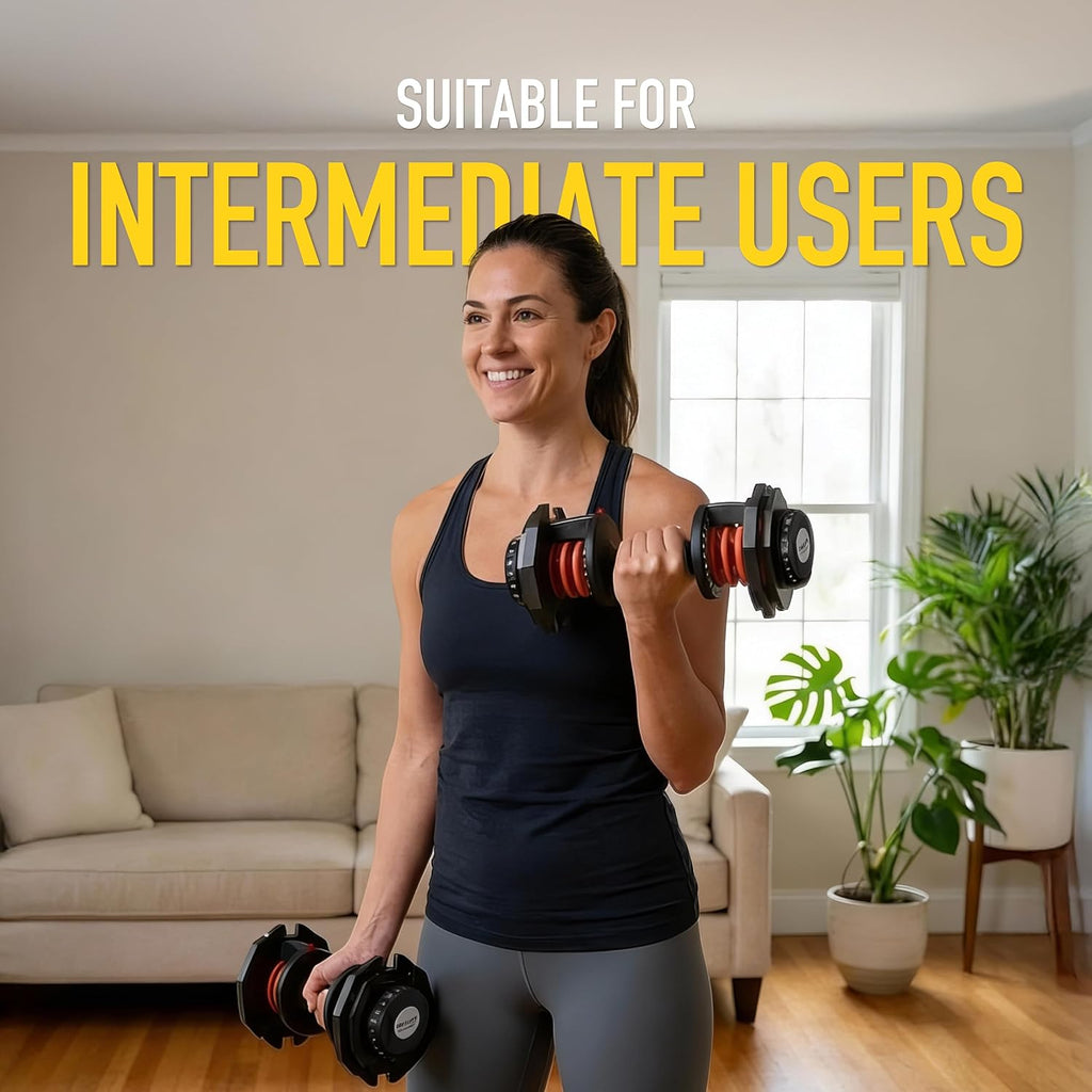 ATIVAFIT Adjustable Dumbbell Set of 2, 5–88LB Quick Dial Free Weights with Double Safety Lock, Anti-Slip Steel Handle & Storage Box, Space Saving Home Gym Equipment for Full Body Strength Training, Suitable for Home Fitness Users