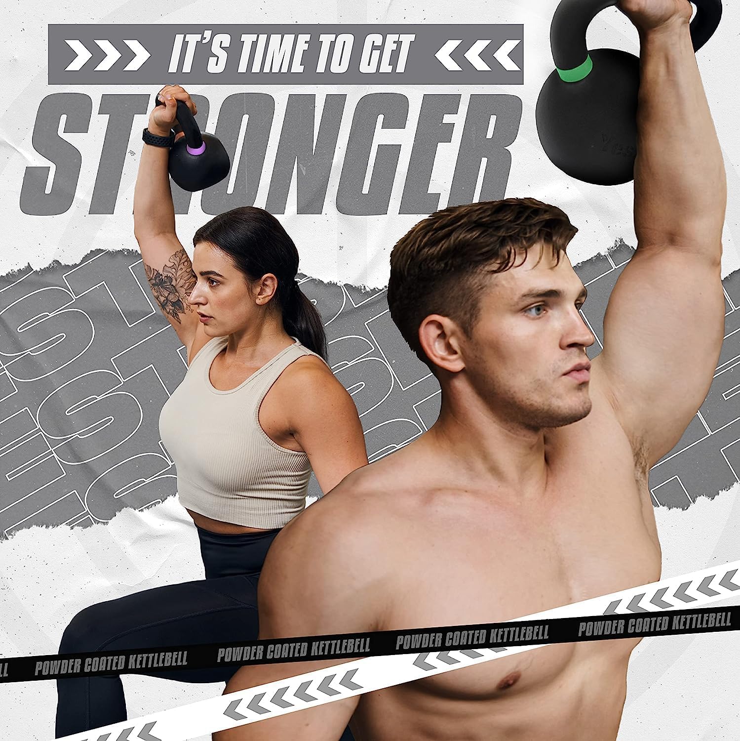 Yes4All Powder Coated Kettlebell, Cast Iron Core Kettlebells with Non-Slip Handle & Flat Bottom for Conditioning, Heavy Duty for Strength Training, 9lb to 71lb - Single & Pair
