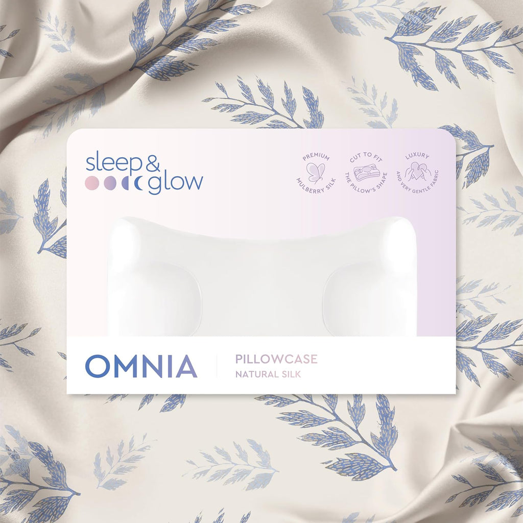 Sleep & Glow Omnia Natural Silk Pillowcase for Hair and Skin Fits Unique Shape of Sleep&Glow Omnia Pillow – 19mm Grade 6A Mulberry Silk (Moon Fern)
