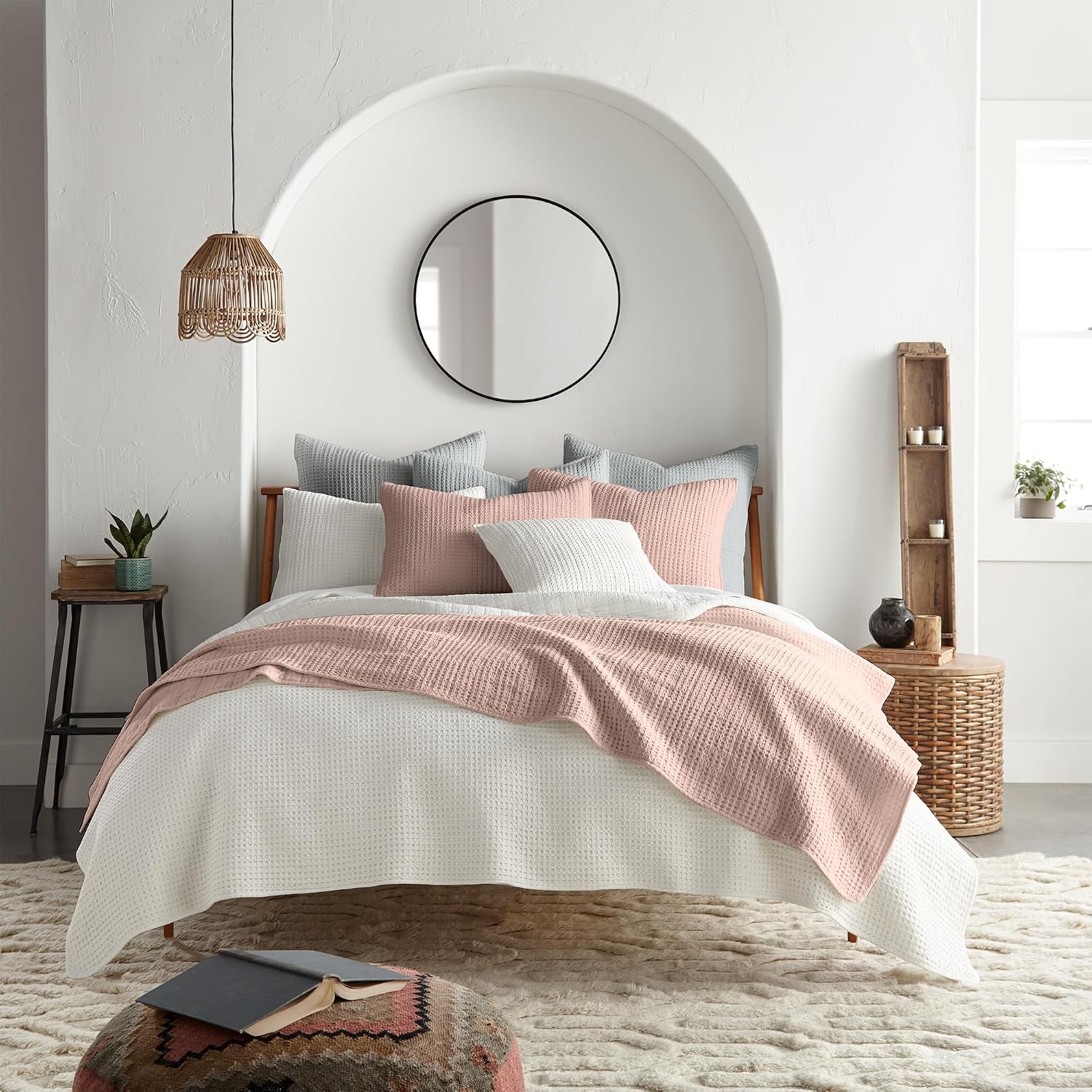 Levtex Home - Mills Waffle - Twin Quilt Set - Cream Cotton Waffle - Quilt Size (68 x 86in.), Sham Size (26 x 20in.)