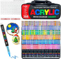 Guangna 366 Acrylic Paint Markers, Brush Tip Acrylic Paint Pens, Quick-Drying Waterproof Ink, for Rock Painting Plastic Wood Canvas Glass Ceramic Metal Art Crafts Supplies Gift