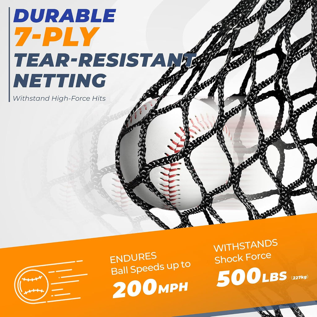 Batting Cage, 22ft/30ft/35ft/55ft/70ft Baseball Softball Hitting cage Net, Portable Baseball Cage Netting System for Solo or Team Training, for Backyard Field Outdoor Indoor