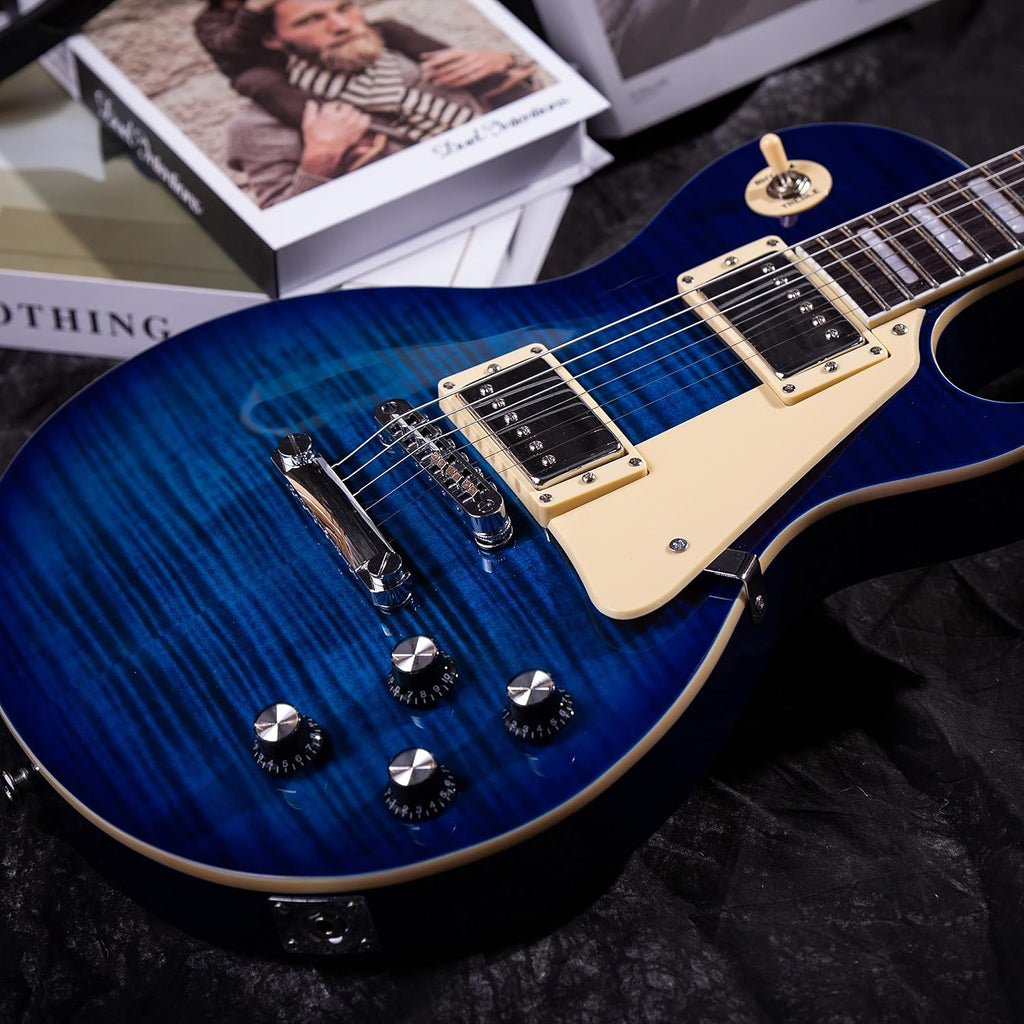 GROTE Guitar Solid Body Electric Guitar with Gigbag LPYS-006 (Blue)