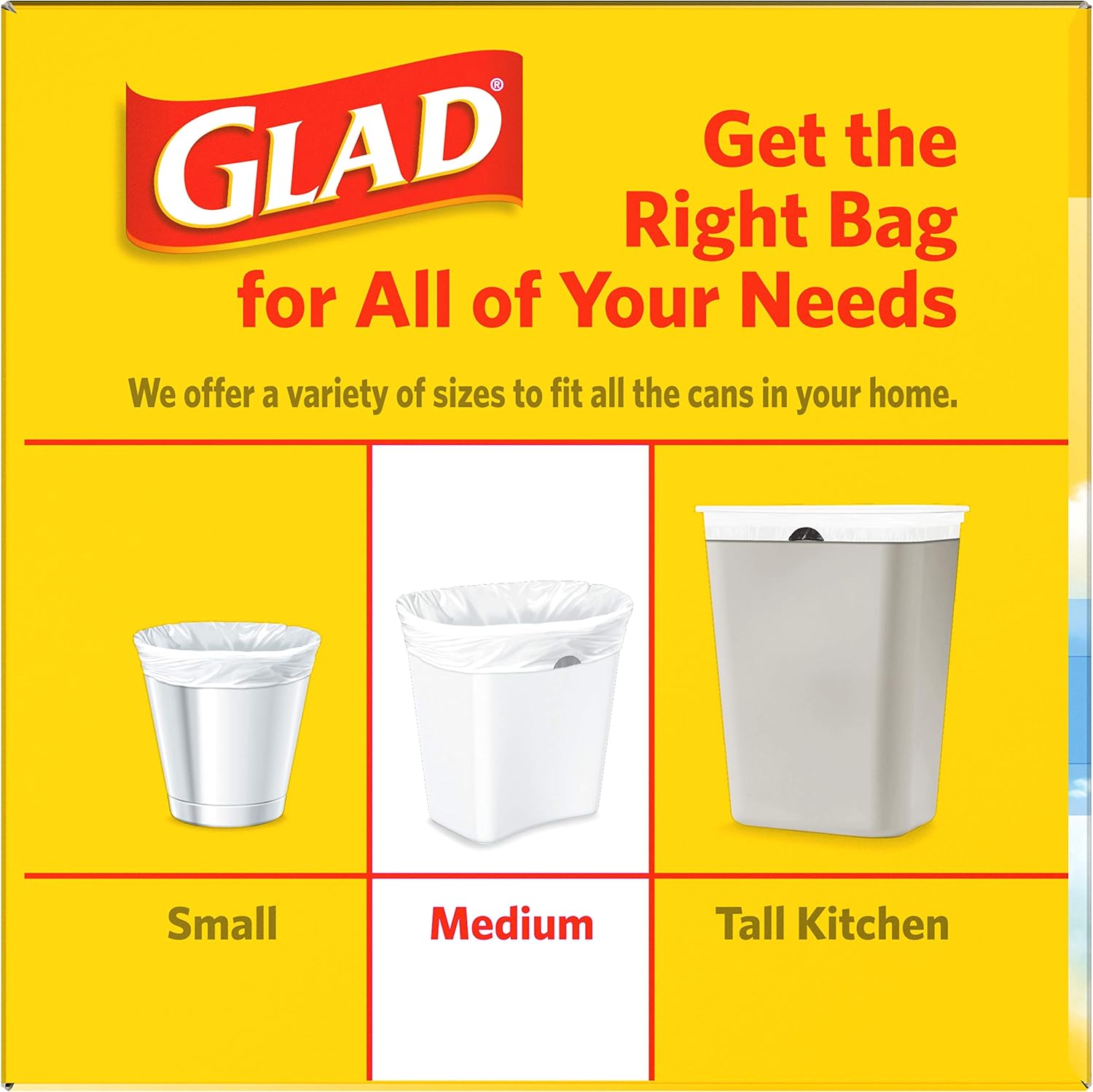 Glad Medium Trash Bags, 8 Gallon, Febreze Fresh Clean Garbage Bags, With Odor Control and Drawstring, 80 Count (Pack of 12)