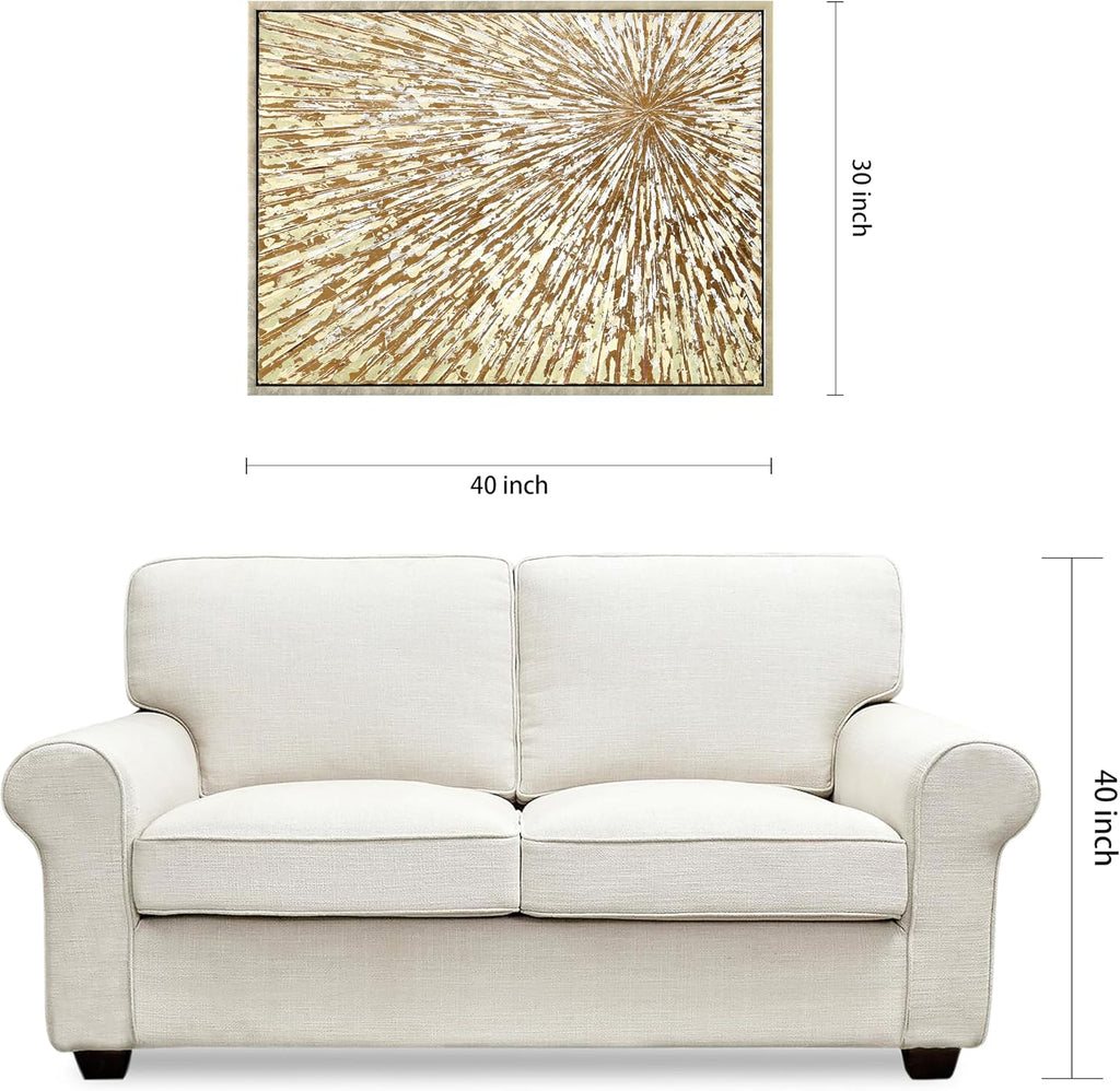 Empire Art Direct Radiant Burst Metallic Hand Painted Framed Canvas Wall Art with Gold Foil, Ready to Hang, Living Room, Bedroom & Office, 30'x40'x1.5'