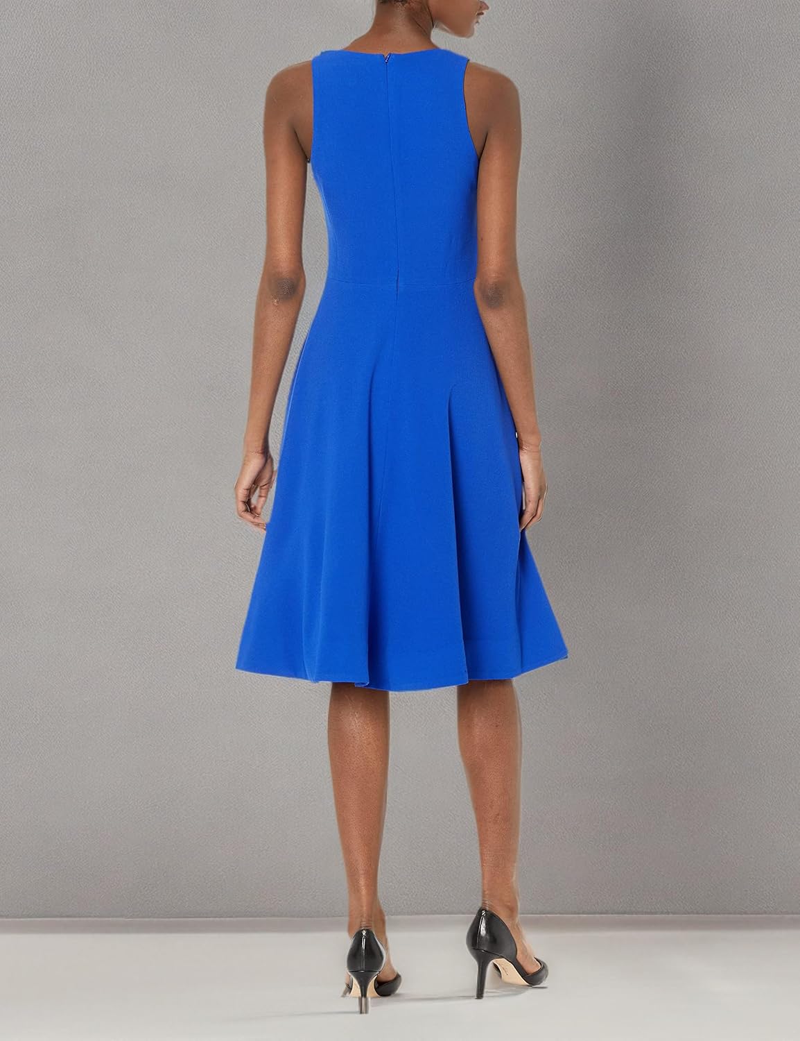 Dress the Population Women's Catalina Solid Sleeveless Fit & Flare Midi Dress