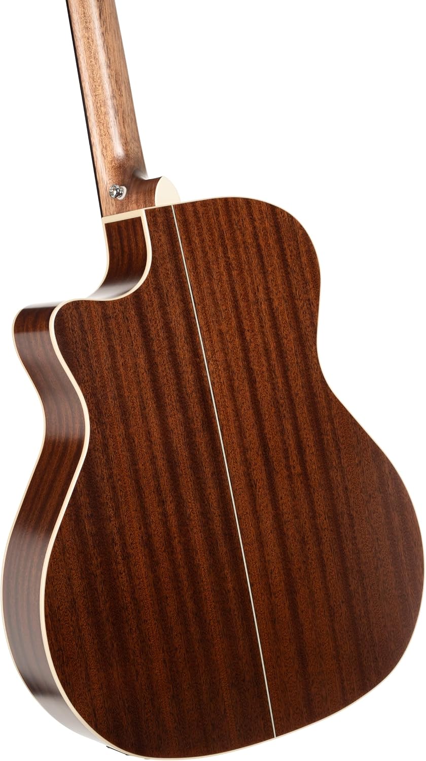 Cort Essence Series ES-GA4 Grand Auditorium Cutaway Acoustic Electric Guitar, Black Top Semi Gloss (GA4BTSG)