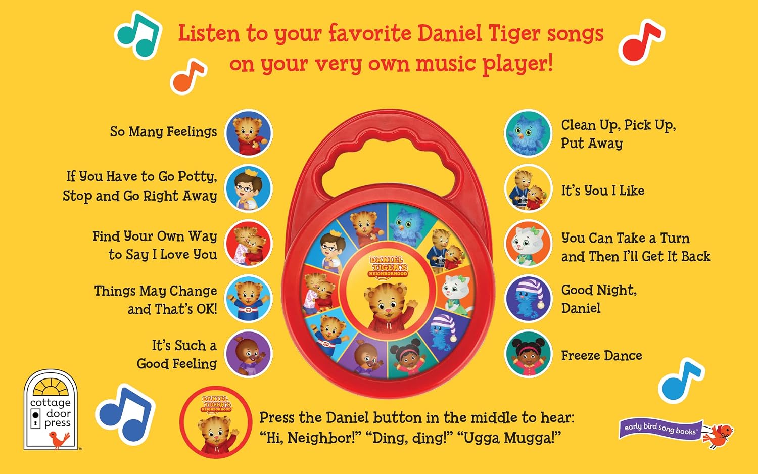 Daniel Tiger It's A Beautiful Day to Play - Children's Deluxe Music Player Board Book: Includes Detachable Toy Portable Musical Sound Machine