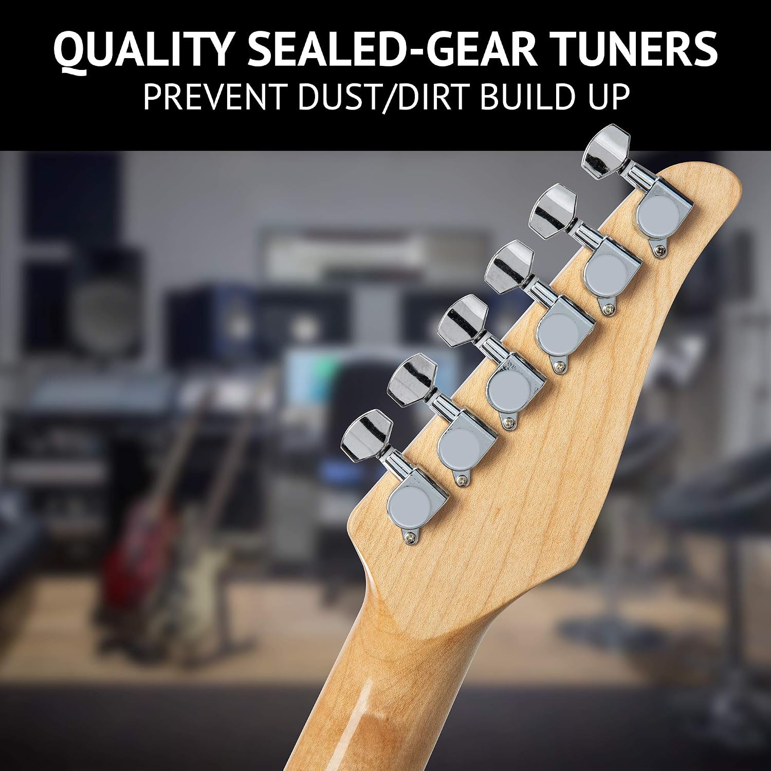 LyxPro 39' Electric Guitar Left Hand TL Series, Full-Size Paulownia Wood Body, 3-Ply Pickguard, C-Shape Neck, Ashtray Bridge, Quality Gear Tuners, 3-Way Switch & Volume/Tone Controls, 2 Picks, Natural