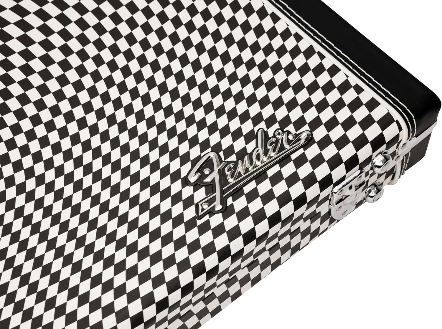 Fender Classic Series Hardshell Wood Electric Guitar Case, Stratocaster/Telecaster, Wavy Checkerboard