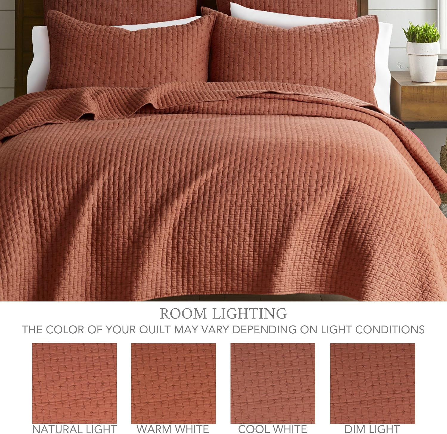 Levtex Home Cross Stitch Reversible King Bedspread Set (120x104in) with 2 Pillow Shams (36x20in) - Stitch Texture - Adobe - Cotton King Size Bedspread Set - Soft, Pre-Washed