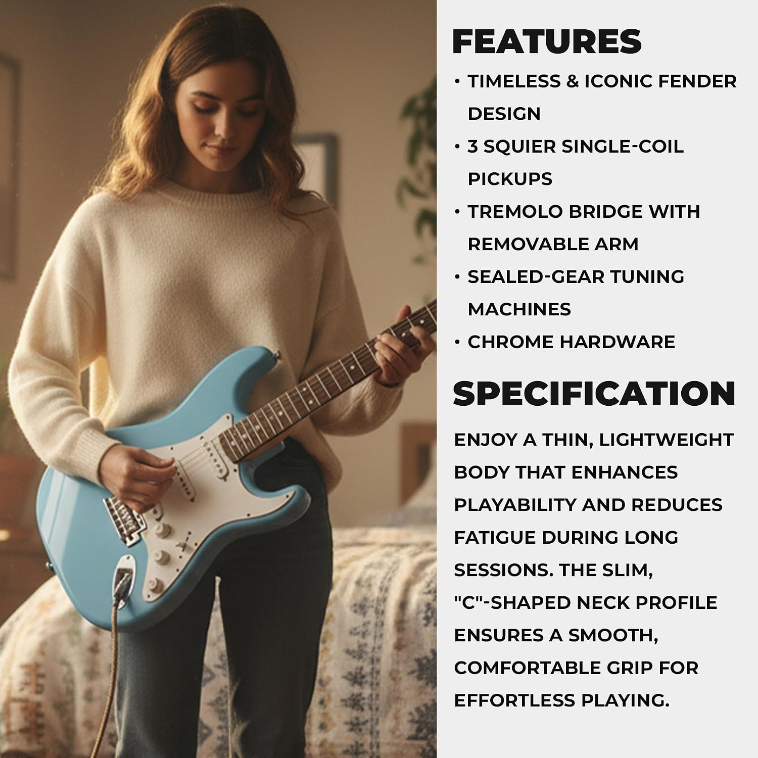 Fender Squier Stratocaster Electric Guitar - Daphne Blue