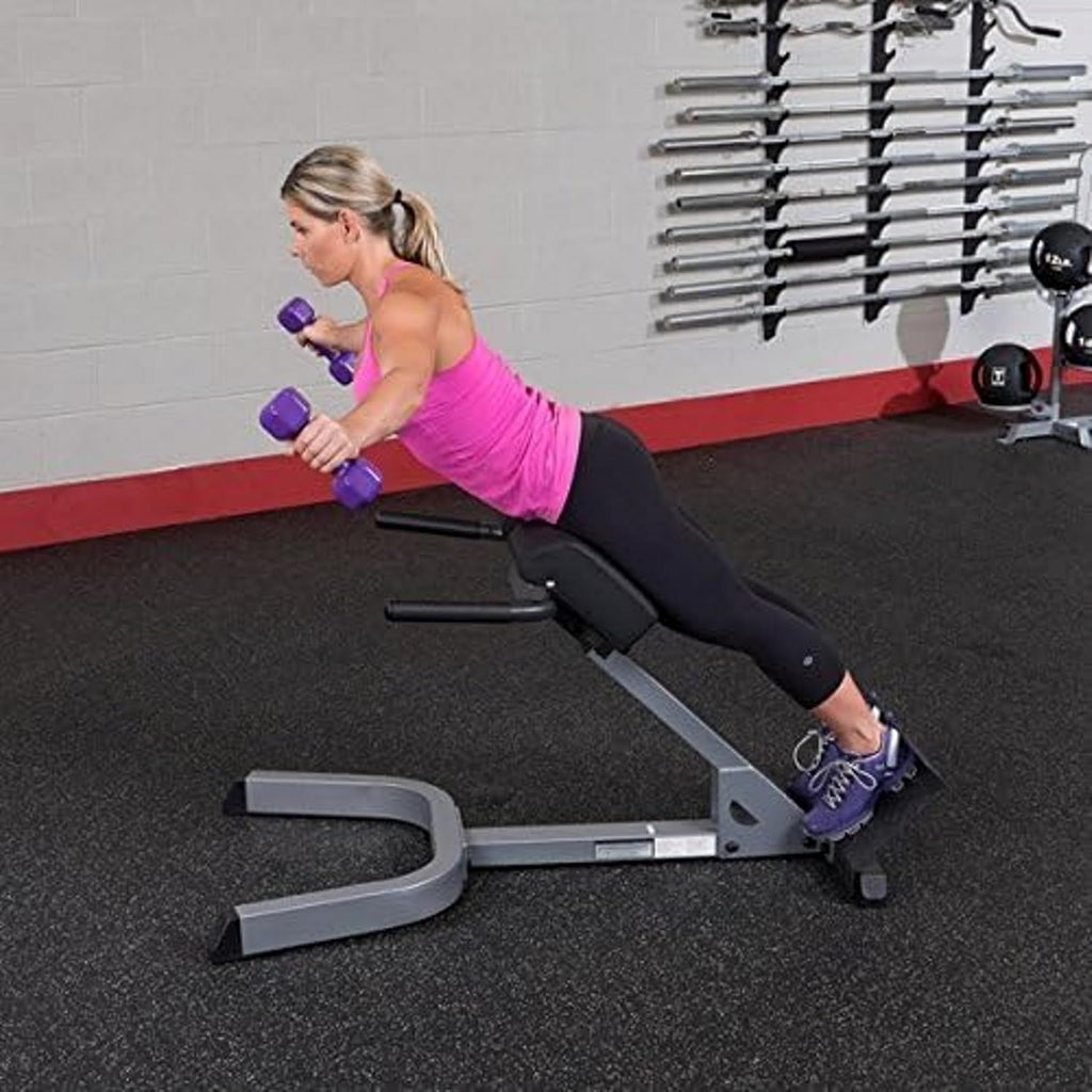 Body-Solid (GHYP345B) 45 Degree Hyperextension Bench - Adjustable Back & Abdominal Exercise Machine with Thick Support Pads for Home and Commercial Gym, Black