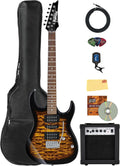 Ibanez GRX70QA RG Gio Electric Guitar - Sunburst Bundle with Amp, Gig Bag, Tuner, Cable, Picks, Austin Bazaar Instructional DVD, and Polishing Cloth