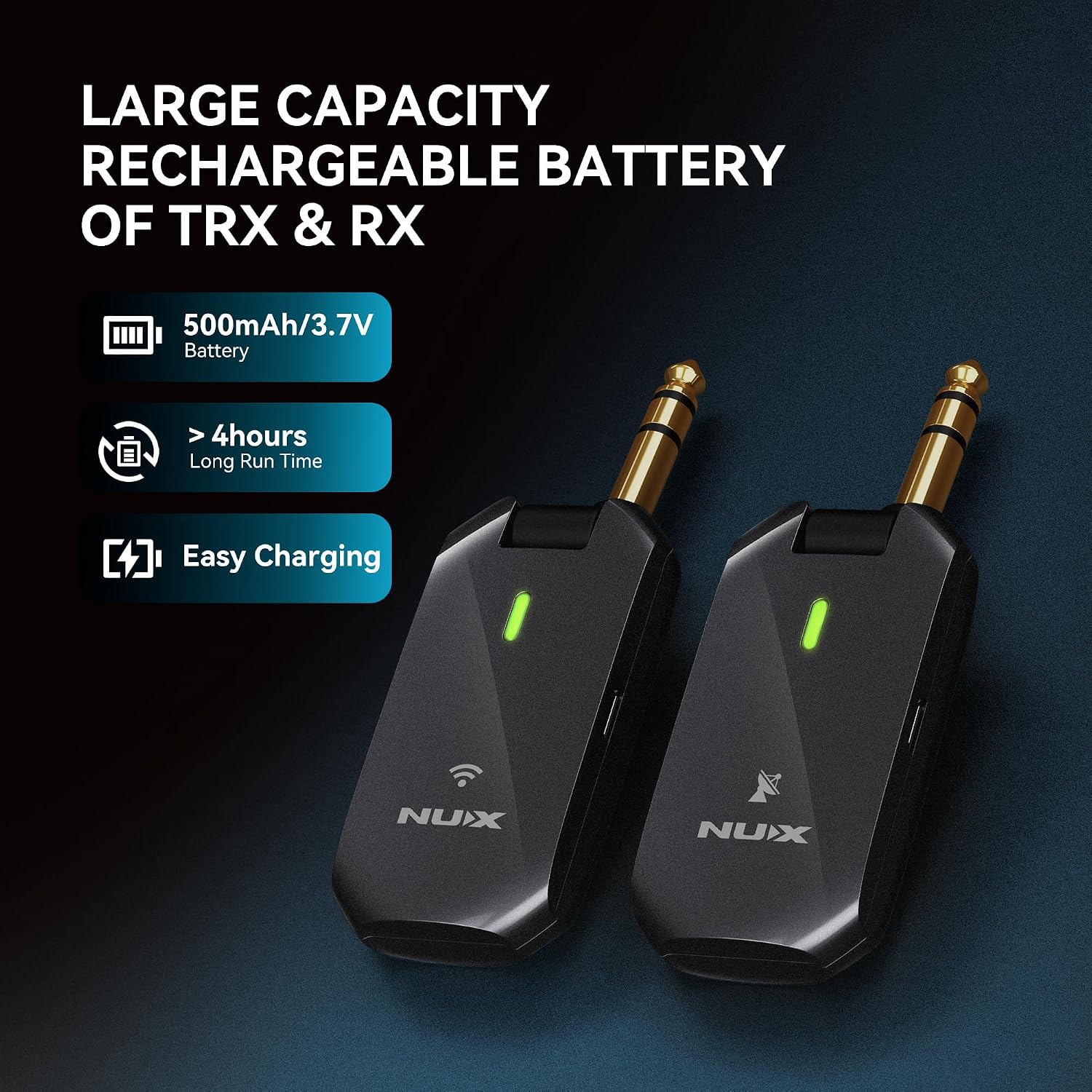NUX C-5RC 5.8GHz Wireless Guitar System for Active or Passive Pickup Guitar, Charging Case included, UHF Guitar Wireless Transmitter Receiver Low Interference, Auto Match