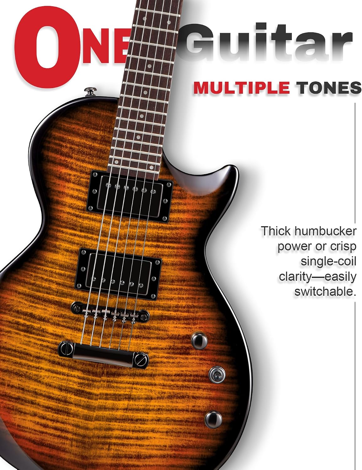 AKLOT 24-Fret Electric Guitar Kit – Single Cut (LP Style), Modern Playability with Coil-Split Humbucker Pickups, Essential Accessories Included, Inferno Burst