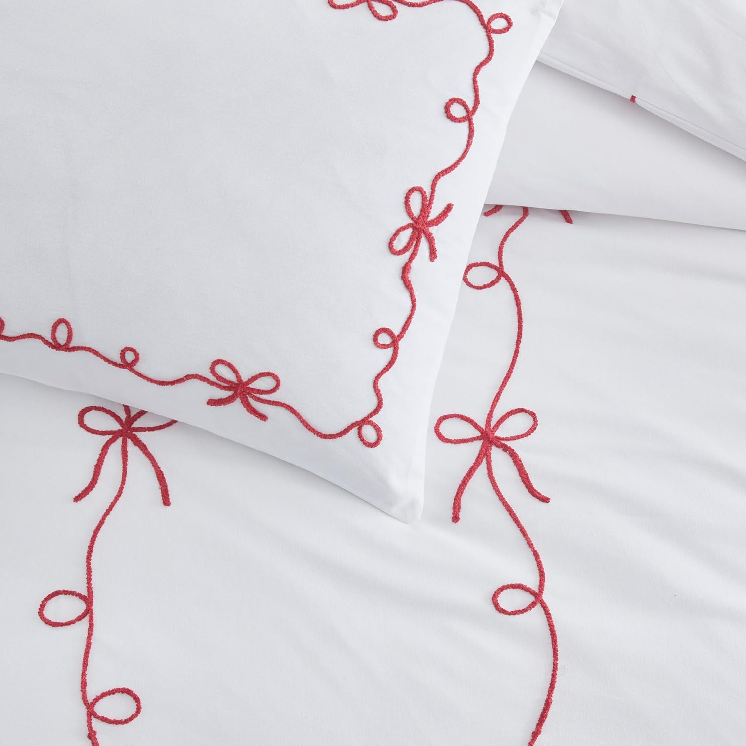 Peri Home Red Bows Bedding 100% Cotton 3-Piece Comforter Set, King