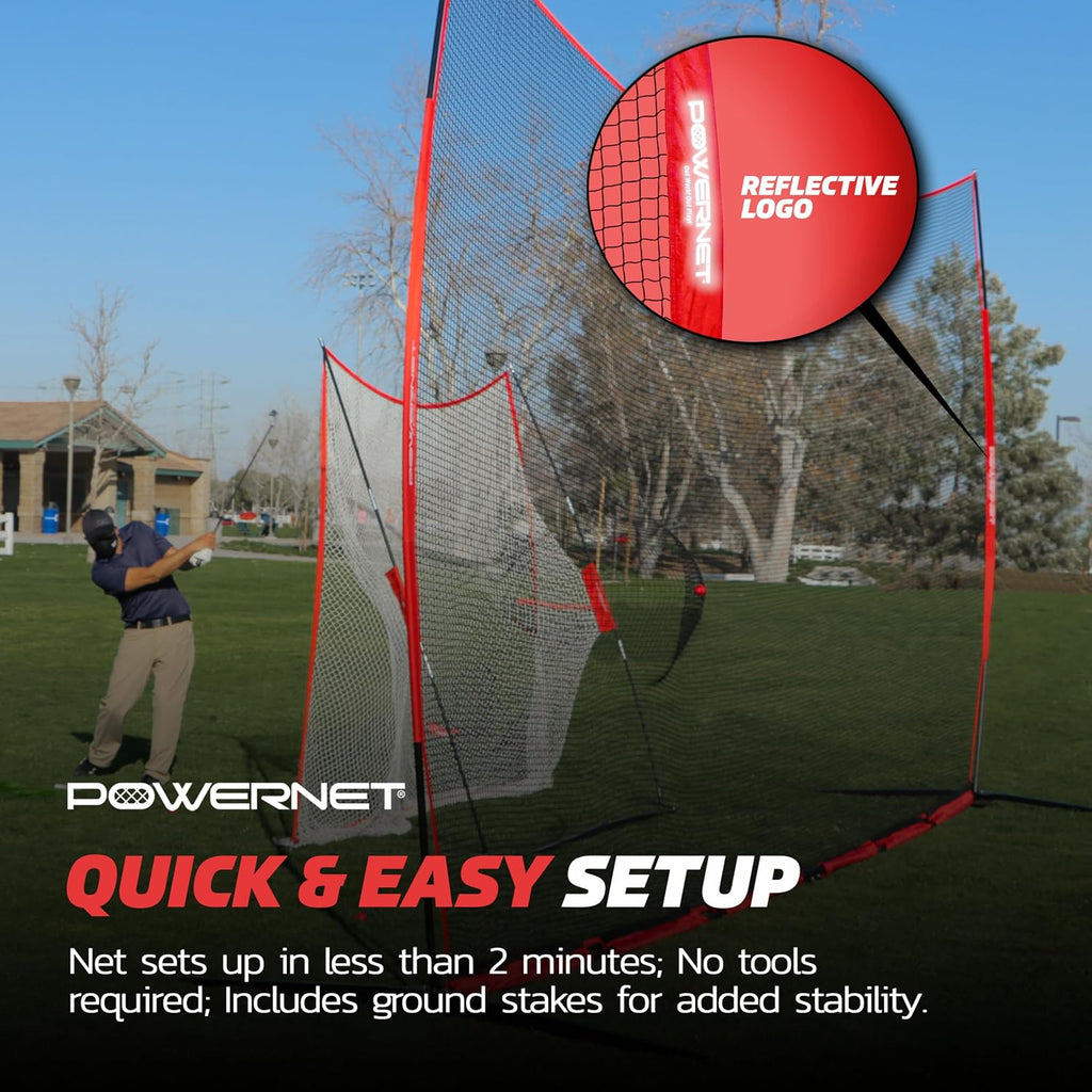 PowerNet Portable Sports Rebounder -Basketball, Volleyball, Soccer, Baseball, Softball and Lacrosse, Backyard & Garage Backstop, Indoor Outdoor Safety Net for Protection