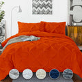 Crown Collection Luxuriate Hotel 1000-TC Hypoallergenic Ultra Soft Design 100% Egyptian Cotton Pinch Pleated Duvet Cover with Zipper Colser & 2pcs Pillow Case Set (Oversize 98x120, Orange)