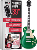 LyxPro 39' SB Series Electric Guitar, LP Style for Beginner, Intermediate & Pro Players Solid Body Guitar, Bonus 2-Pack of Picks, Mahogany Wood, Volume/Tone Controls, 3-Way Pickup - Green