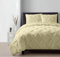 Luxury Ivory Pinch Pleated Pintuck Duvet Cover Set Oversized King Plus 120'x128' Size Egyptian Cotton Luxury Soft & Breathable Comforter Cover with Corner Ties & Zipper Closure
