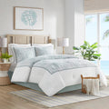 Harbor House Cotton Comforter Set - Coastal Oceanic Sealife Design, All Season Down Alternative Bedding with Matching Shams, Bedskirt, Maya Bay, Seafoam Blue Queen(92'x96') 4 Piece