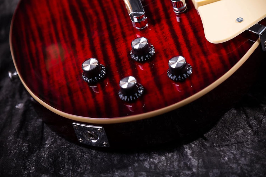 Grote Electric Guitar Solid Body LPYS-006 Maple Neck, Stainless Steel Frets, Ideal for All Levels, with Gigbag(Red)