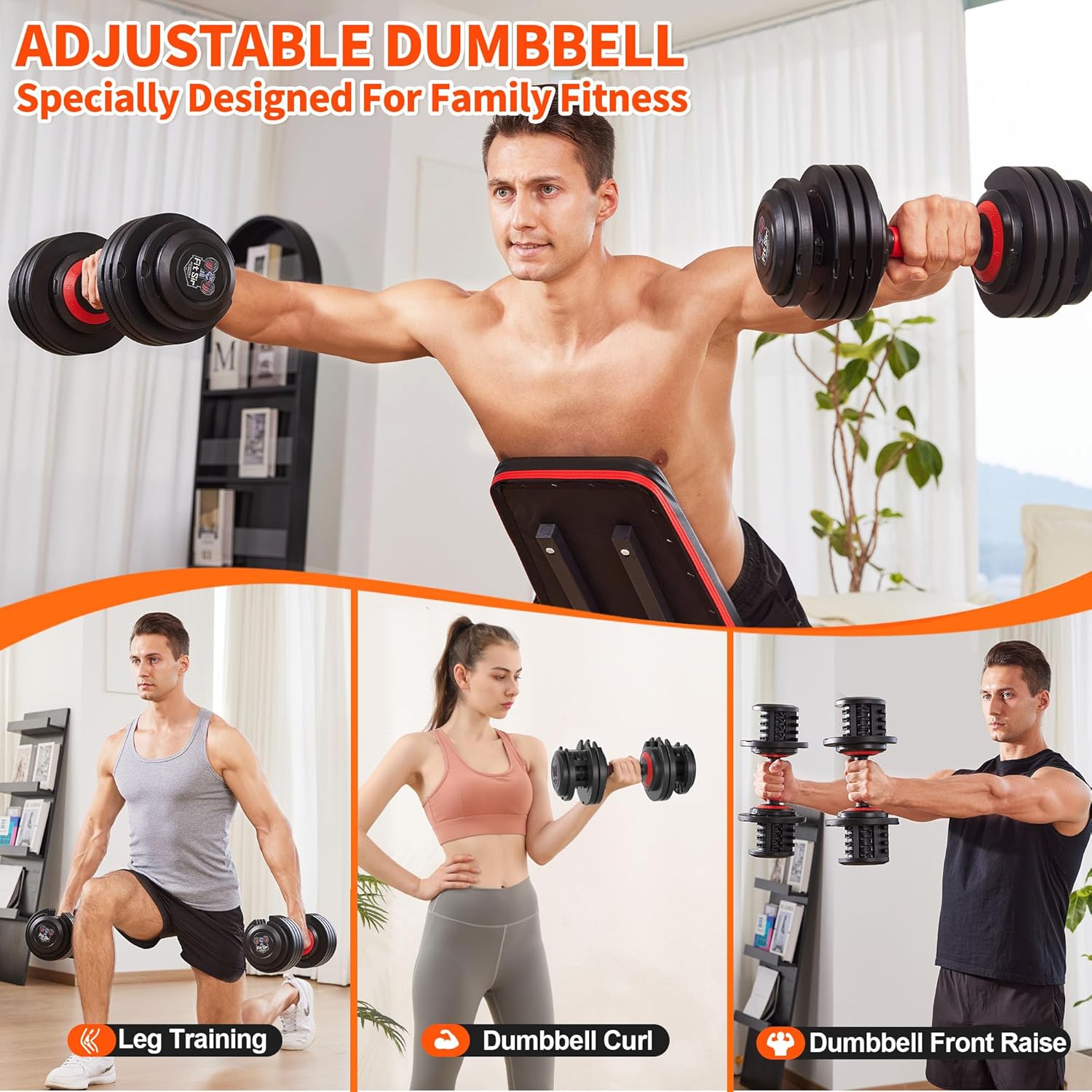 Adjustable Dumbbell Set, 10-in-1 25LB/55LB Ajustable Dumbbells with Safe Locking System, Enclosed Storage Tray, 1 Sec Fast Adjustment, Comfortable Non-Slip Textured Grip, Suitable for Home Gym Workouts Men and Women