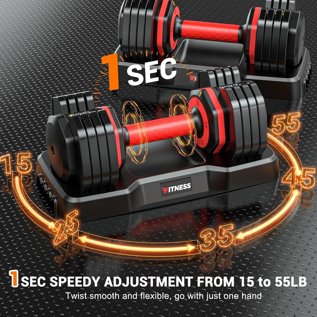 Adjustable Dumbbell Set 25LB/55LB Free Weights Dumbbells, 5 In 1 Weight Set, Suitable for Home and Gym