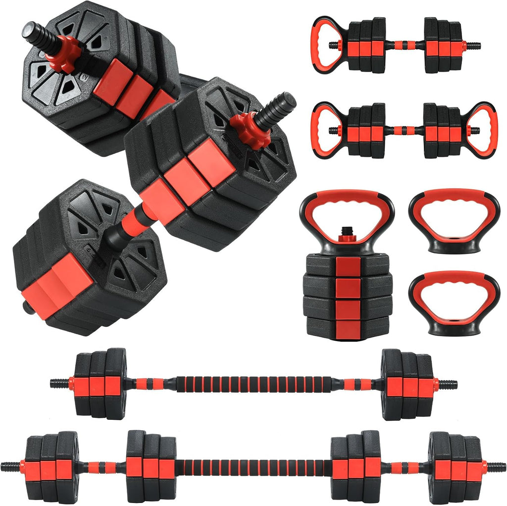TROPOW 88lbs Adjustable Dumbbells Set, 4 in1 Free Weight Dumbbell Set of 2 Used as Barbell,Kettlebells,Fitness Exercises for Home Gym Suitable Men/Women