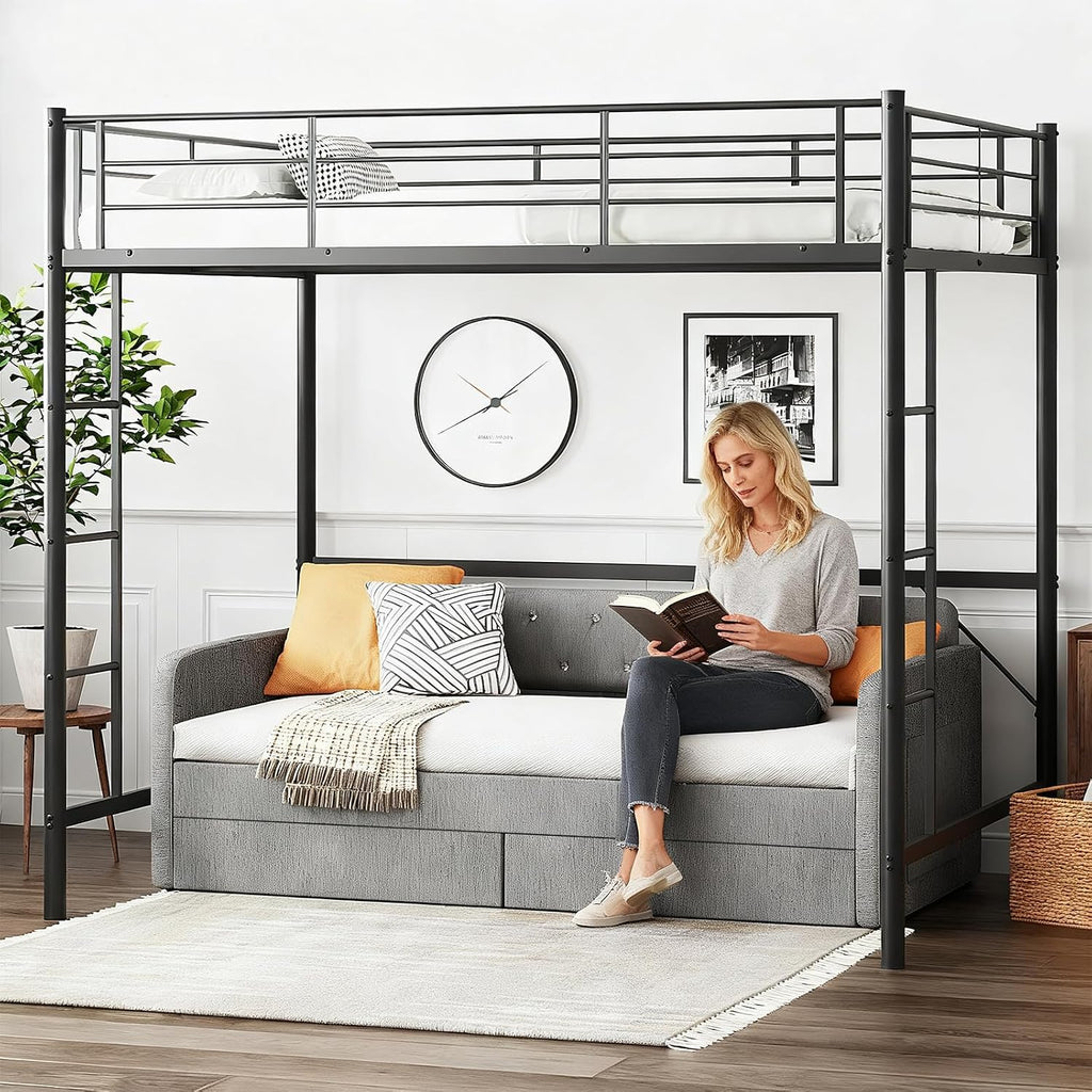 VINGLI Twin Size Daybed with 2 Storage Drawers and Pockets, Chenille Fabric with Diamond Buttons, Upholstered Comfy Sleeper Couch Sofa Bed for Living Room, Movie Room, Bedroom, Gray