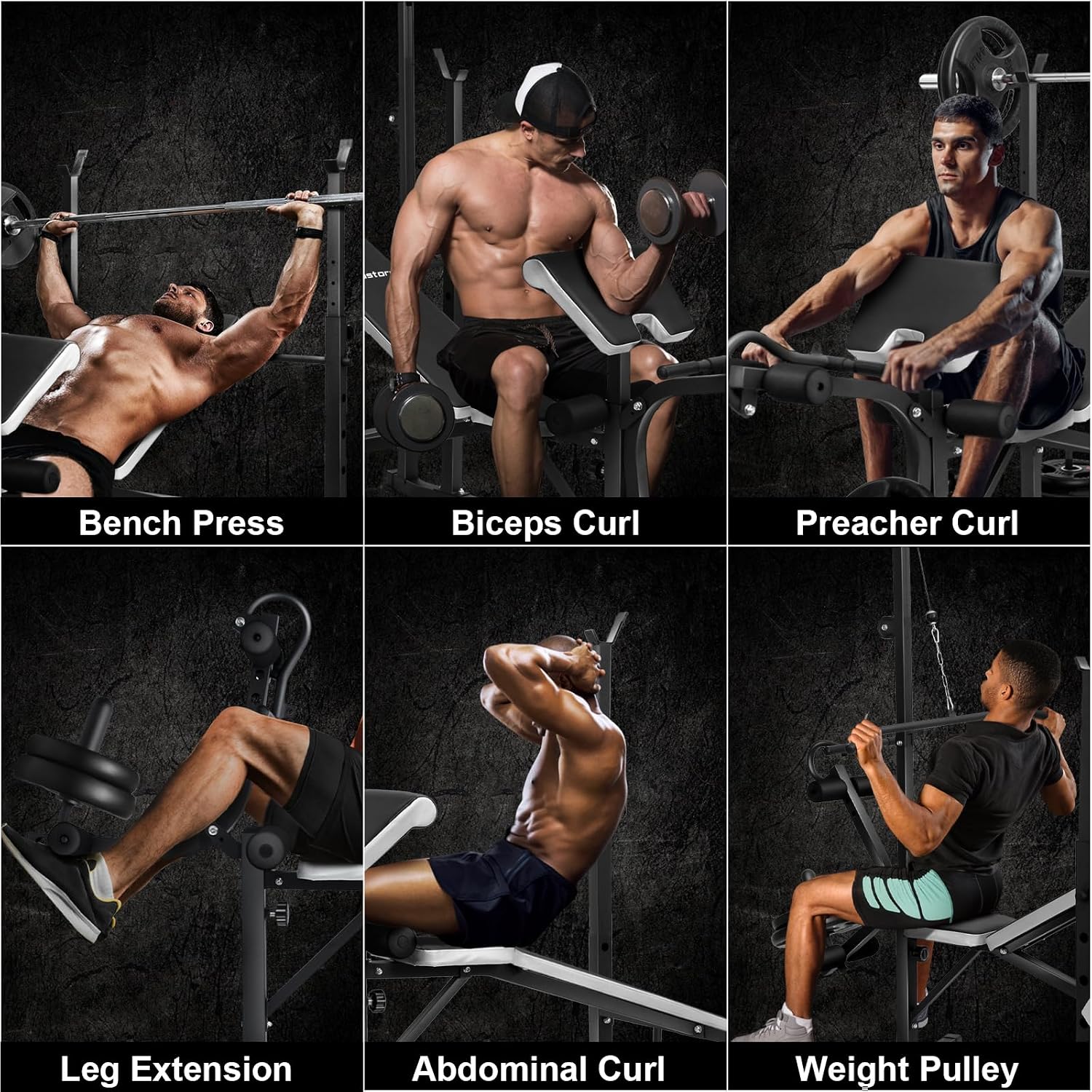 Olympic adjustable Weight Bench Set, Workout Equipment for Home Workouts, Bench Press with Preacher Curl, Leg Developer, Home Gym Full Body Workout