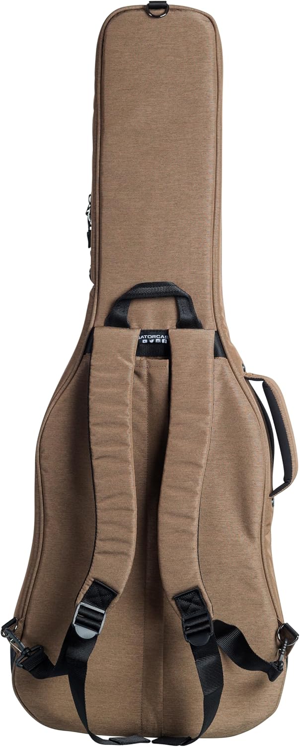 Gator Cases Transit Series Lightweight Electric Guitar Gig Bag with Back Pack Straps and Rubberized Base, Tan Exterior (GT-ELECTRIC-TAN)
