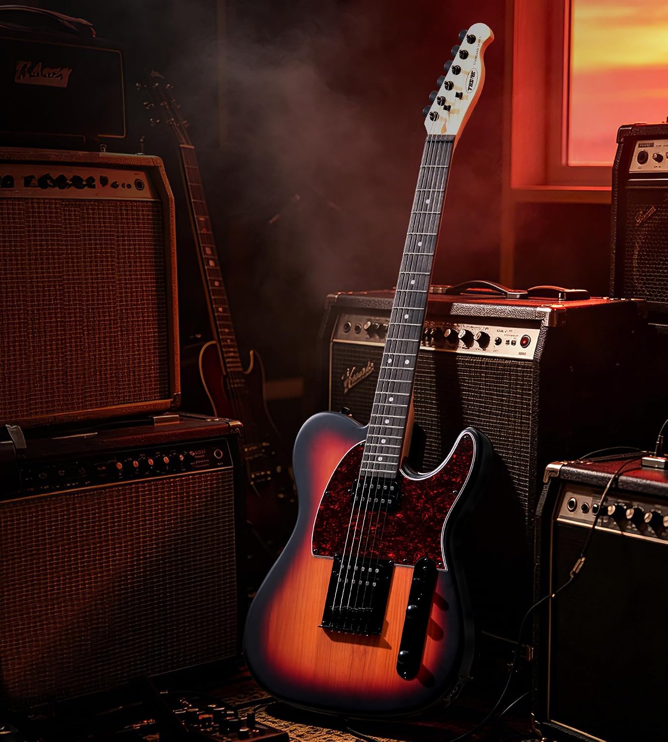 Tostar Electric Guitar: HH Humbuckers, Fixed Hardtail Bridge & Smoked Matte Finish, 3-Way Switch, 39' Solid Body Electric Guitar for Intermediate Players, Guitarra Eléctrica, Birthday Gifts, Sunburst