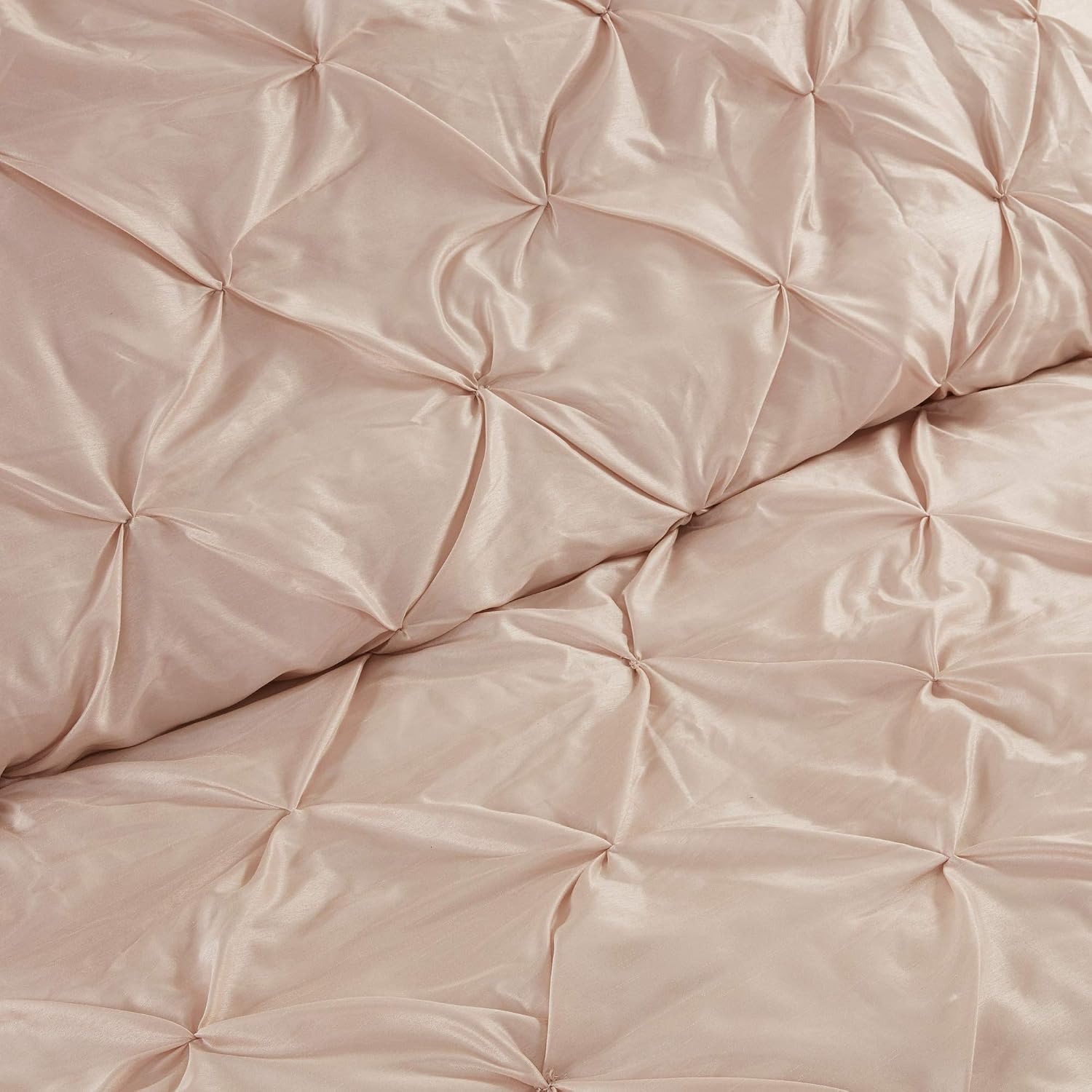 Madison Park Essentials Room in a Bag Faux Silk Comforter Set-Luxe Diamond Tufting All Season Bedding, Matching Curtains, Decorative Pillows, Cal King(104'x92'), Blush 24 Piece (MPE10-811)