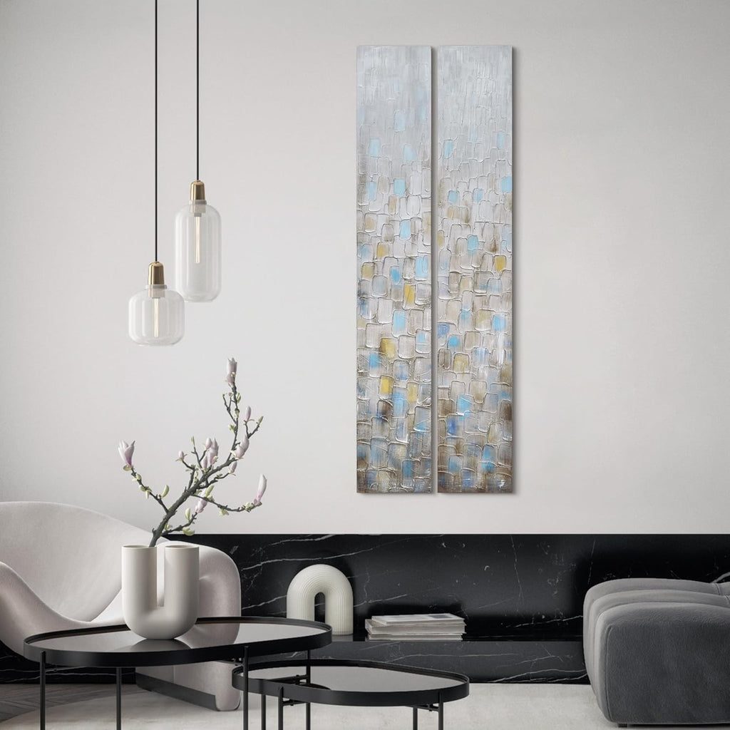 Empire Art Direct Abstract Wall Art Textured Hand Painted Canvas by Martin Edwards, Diptych, 72' x 12' each, Cosmopolitan