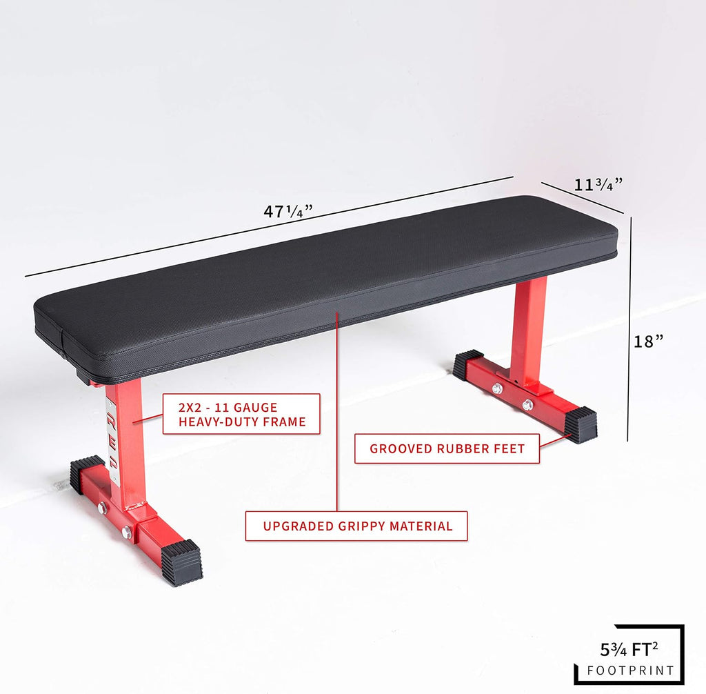 REP Fitness Flat Weight Bench, Heavy Duty Workout Bench For Home Gym, Folding Fitness Equipment For Strength Training, Adjustable Utility Platform For Dumbbells, Barbell, Lifting And Core Exercises