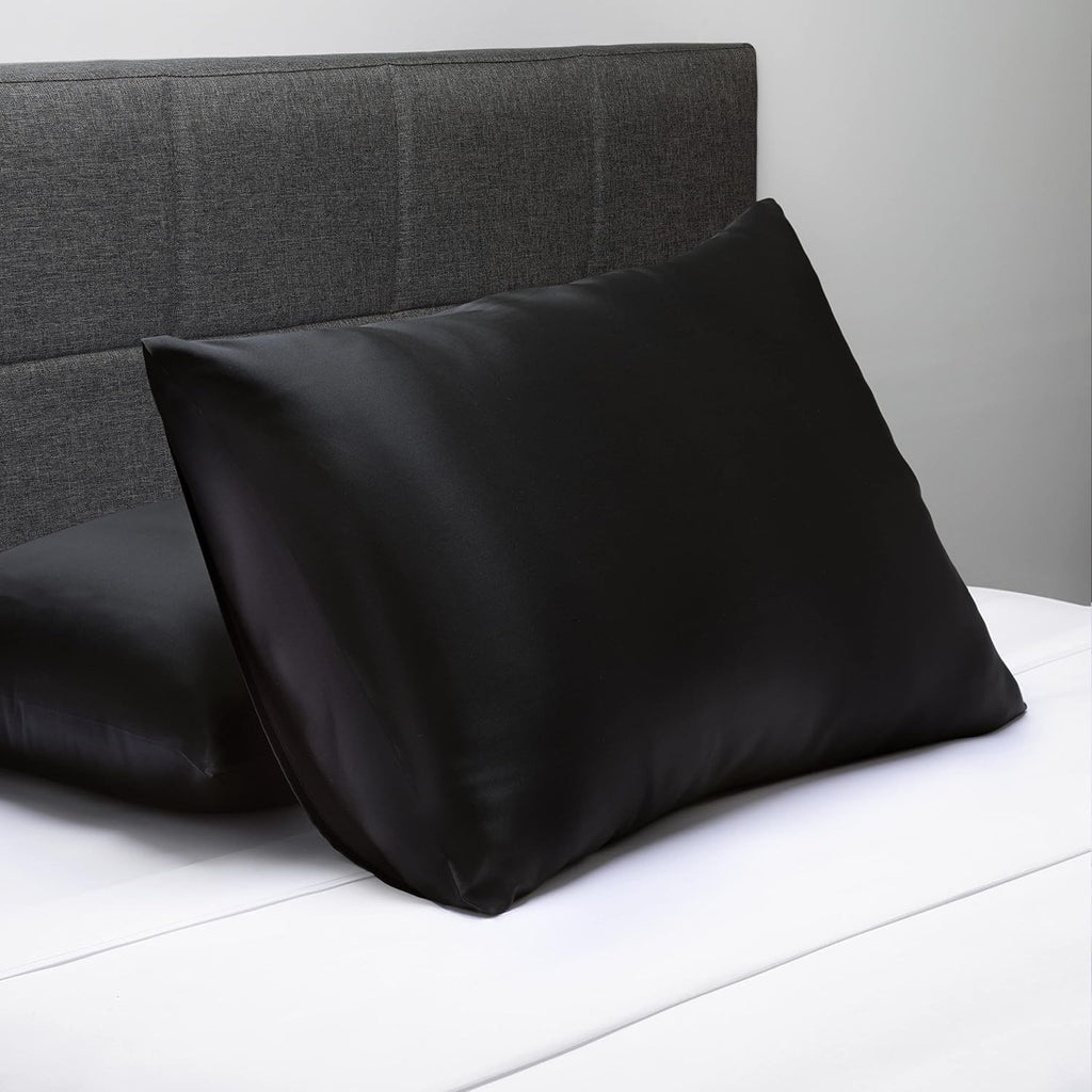 Fishers Finery 25mm 100% Pure Mulberry Silk Pillowcase (Black Queen 2 Pack)